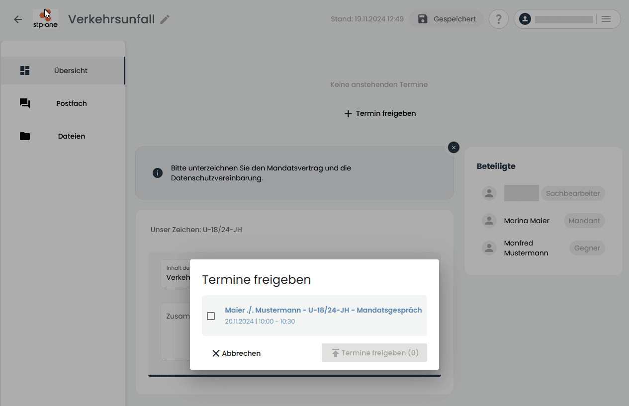 Mandantenportal für Advoware - Termine_freigeben
