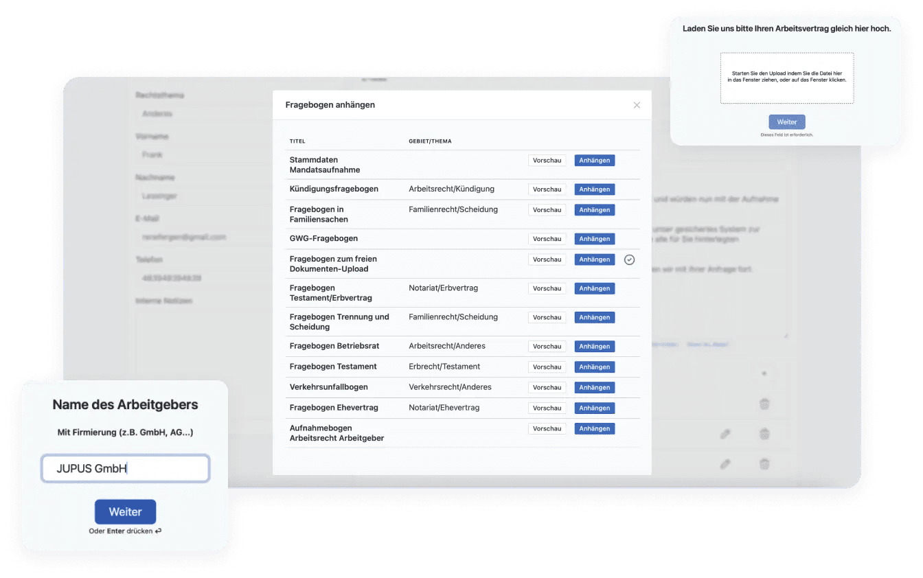 JUPUS - AI chatbot for lawyers - jupus_formulare