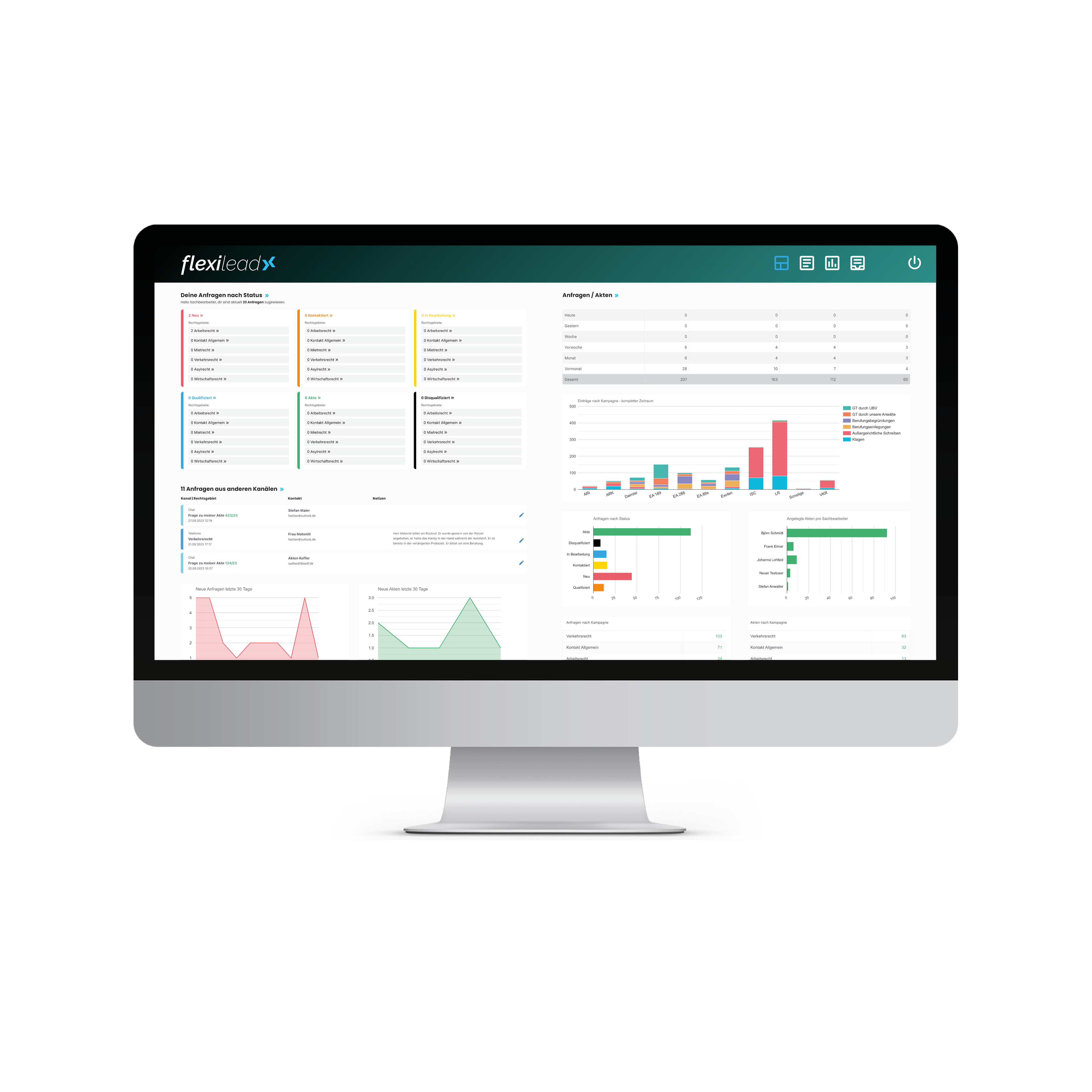 FlexiLead - client onboarding, tailor-made for your law firm's success - FlexiLeadMonitorBild_1