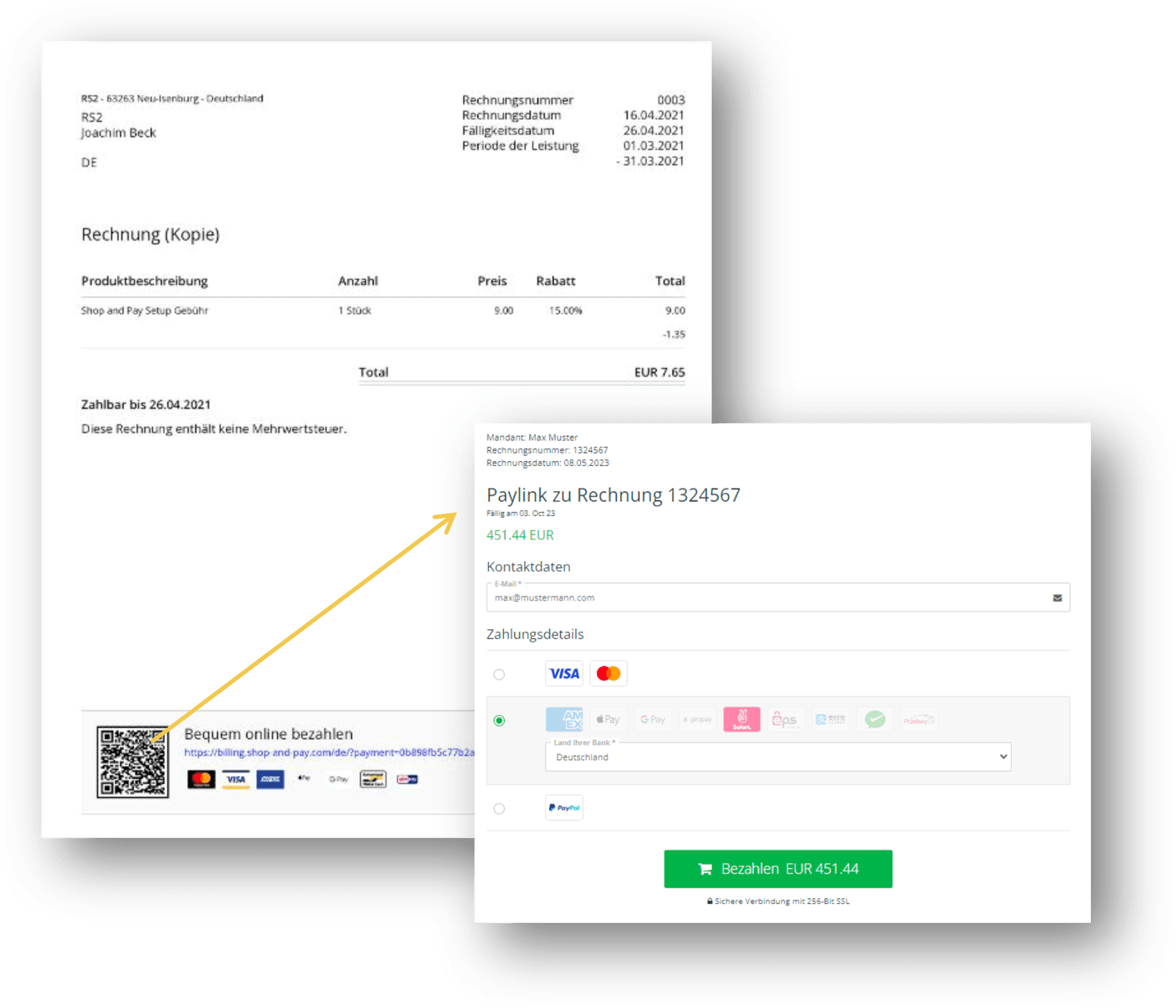 RS2 - Paylink und QR-Code für Rechnungen
