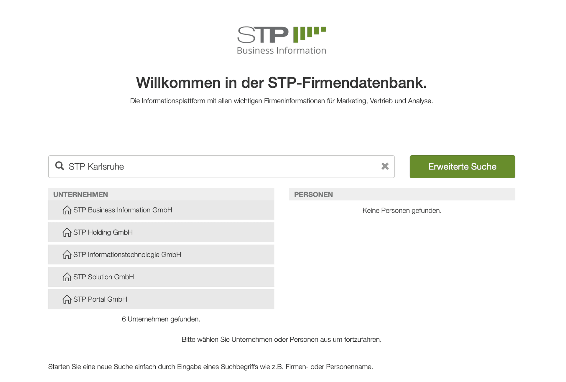 BizApp - die STP Firmendatenbank (für Insolvenzverwalter)
